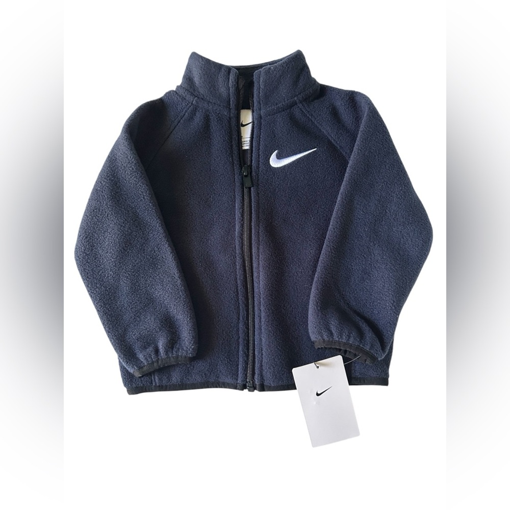 Nike Obsidian Blue Black Trim White Swoosh Artic Fleece Ftont Zip-Up Jacket